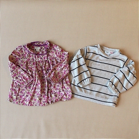 Bundle of Zara & Monsoon long sleeve tops. Floral & stripes. Different sizes - Picture 2 of 16